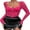 rose Red, variant on Michellecmm Women’s Corset Crop Tops, Long Sleeve Lace Patchwork Solid Color Asymmetrical Bustier T-Shirts