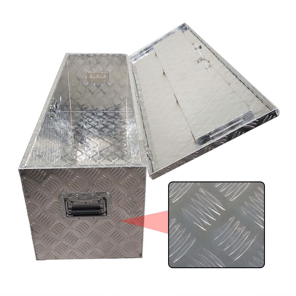LABLT 49 inch Aluminum Diamond Plate Tool Box Pick Up Truck Bed Storage Chest Box RV Trailer Organizer Lock W/Key Silver