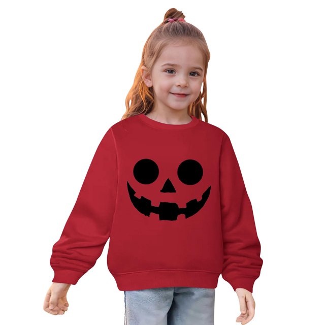 Zwiiyzr 2025 2-10 Ans Tout-Petit Enfant Automne et Hiver Chandails à Enfiler Hauts Filles Moyennes Grandes Imprimé Cœur Manches Longues Chandail Rouge