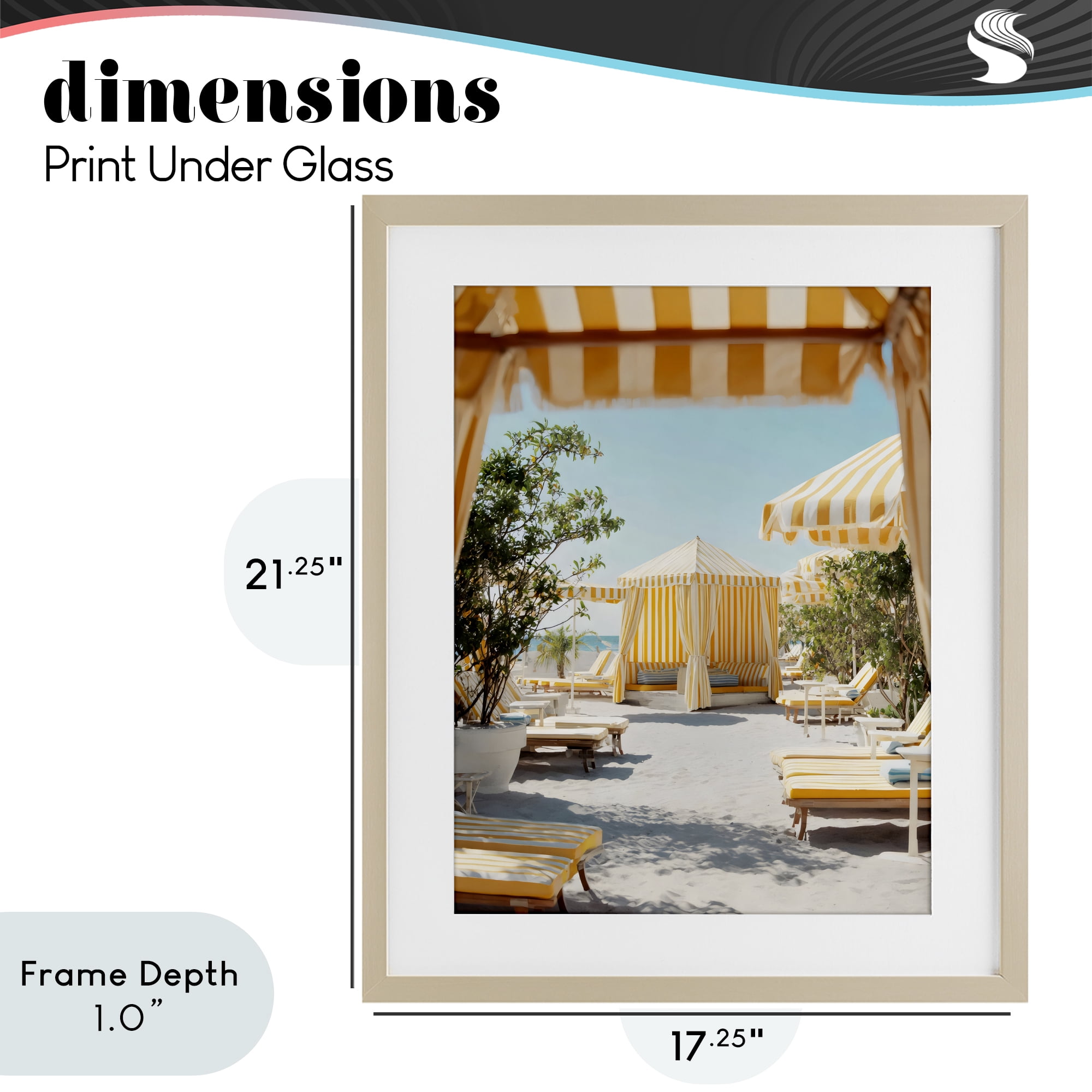 Stupell Industries Yellow Striped Beach Cabanas Birch Framed Print Under Glass, design by Franklyn Gregory