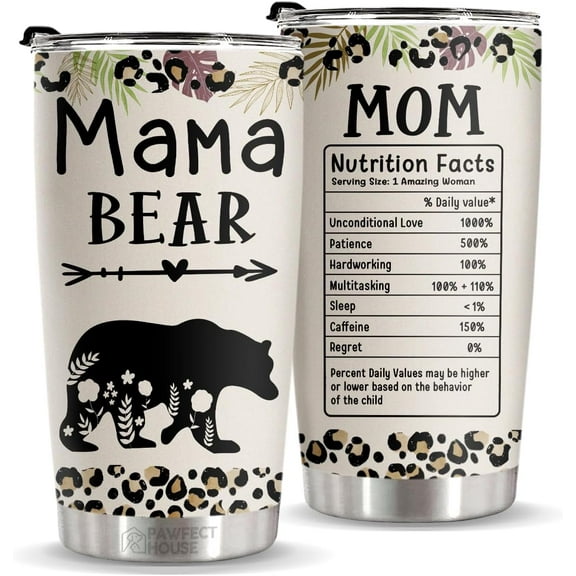 Mothers Day Gifts For Mom, Mama Bear Gift for Mama From Daughter, Son, Husband, Gifts For Women, Grandma, Mom, Nana, Best Mom Ever Gifts, Birthday Gifts For Her, 20oz Stainless Steel Insulated Tumbler