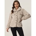 thumbnail image 2 of Chaquetas De Lana Para Mujer Otoño Invierno Botón Abajo Manga Larga Suave Fuzzy Shaggy Teddy Abrigos Chaqueta Caqui L, 2 of 5