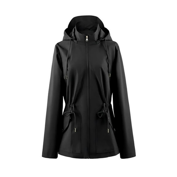 Women Lightweight Rain Jacket Active Outdoor Hooded Raincoat