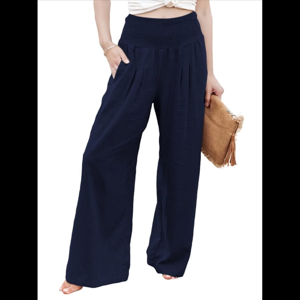 Pantalones Palazzo de para Mujer Azul Marino L