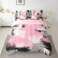 thumbnail image 2 of Manfei Pink Gray Black Ombre Twin Bedding Sets 7pcs, Abstract Oil Painting Bedding Comforter Set, Watercolor Gradient Sheet Sets, Luxury Bedroom Decor, 2 of 8