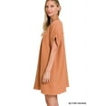thumbnail image 2 of Zenana Women & Plus Relaxed Fit Gauge Rolled Short Sleeve Raw Edge Mini V-Neck T-Shirt Dress, 2 of 6