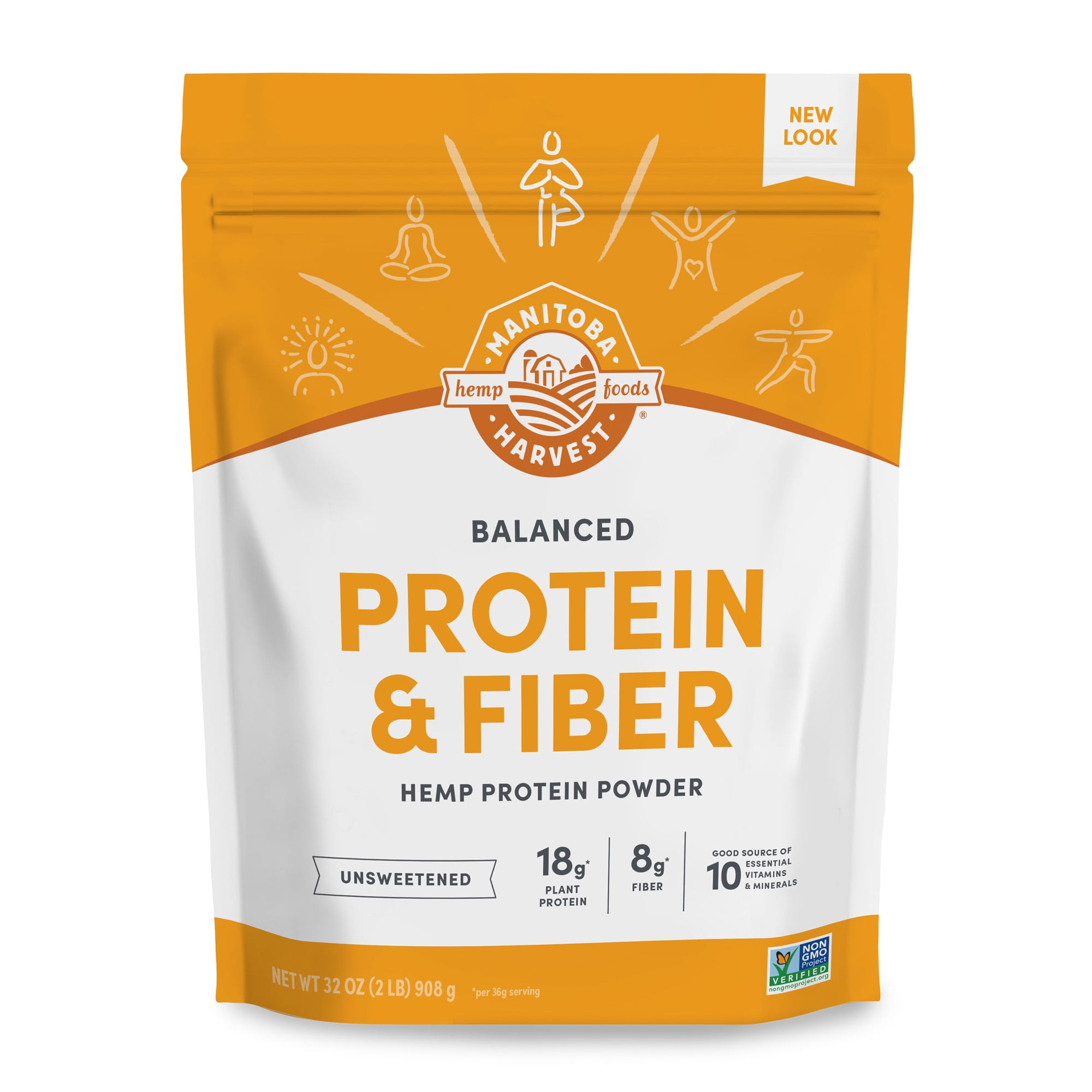 Manitoba Harvest Balanced Protein + Fiber Powder, Hemp Protein Powder, Unsweetened, 32 oz, 2 lb