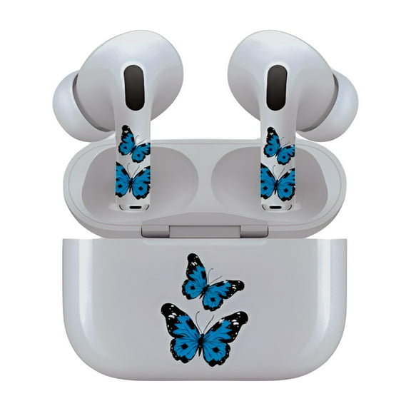 AirSkins Decals for AirPod Pro & Pro 2, Black & Blue Butterflies Multicolor, Scratch-Resistant Precision Fit Easy Application - 1 Unit per pack