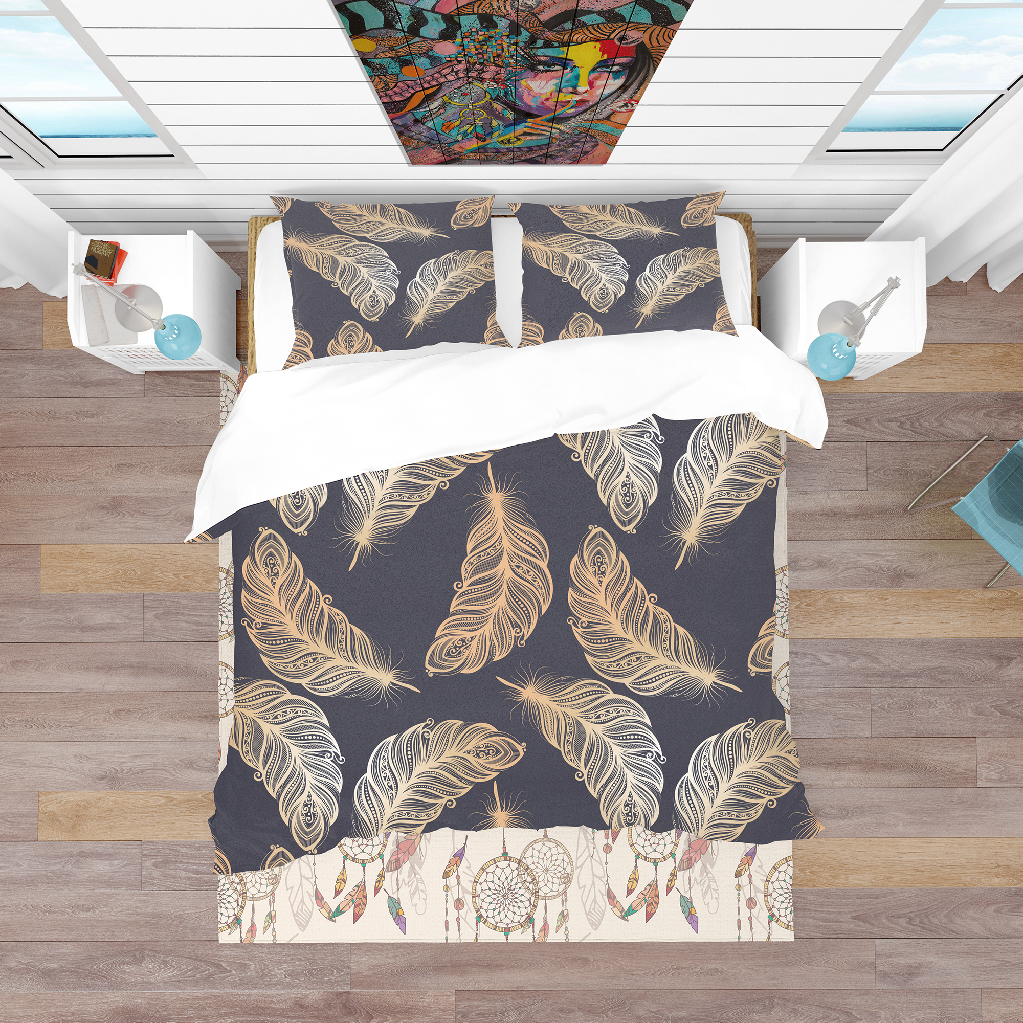Designart 'Pattern with Feathers' Southwestern Duvet Cover Set