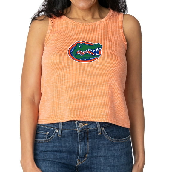 Women's Orange Florida Gators Brie Sandwash Tri-Blend Cropped Tank Top