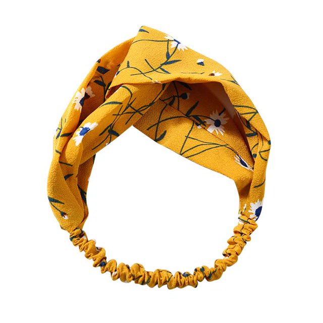 Minnieouse Diadema para mujer, bandas elásticas para el pelo con nudo cruzado Vintage, diadema y sólida para niñas, accesorios para el Accesorio para el cabello Gelb geblümt