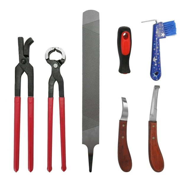 7PCS Horse Farrier Hoof Nipper Trim Shoeing File Rasp Handle Hoof