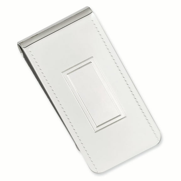 Rhodium-plated with Engravable Area Money Clip