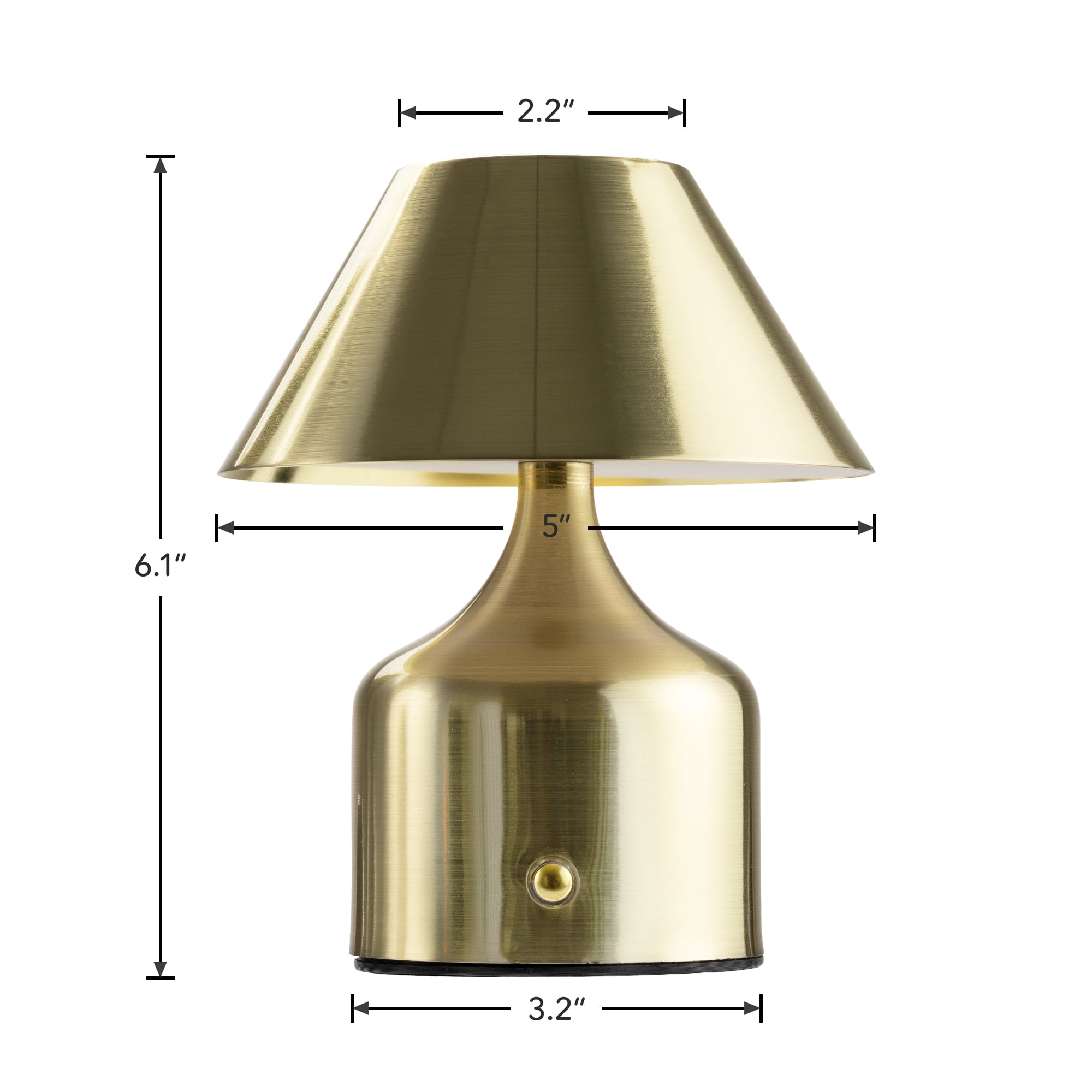 Mainstays LED Portable Cordless Table Lamp with Touch Control, Dimmable CCT, 6 in, Brushed Gold
