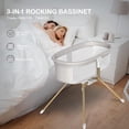 thumbnail image 2 of ANGELBLISS 3 in 1 Flat Rocking Bassinet & Portable Travel Bedside Crib, Side to Side Manual Rocking Motion Bassinet, Mattress Included (White)(0-6month), 2 of 7