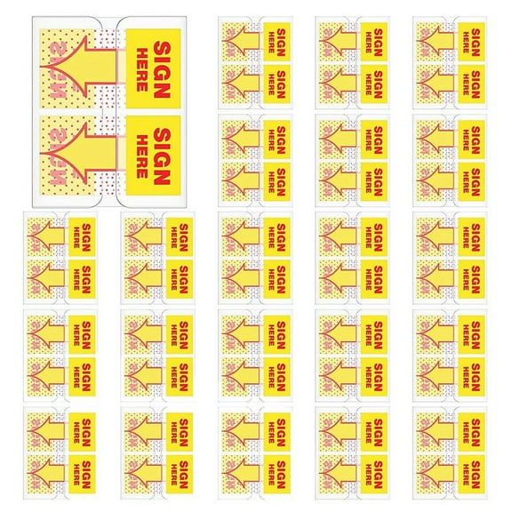 300PCS Sign Here Tabs Sign Here Sign Here Stickers Sign Here Flags with Dispenser Arrows Flag, 1 Inch (Yellow)