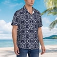 thumbnail image 5 of Balery Geometry Flower Print Men's Hawaiian Shirts Short Sleeve Beach Shirt Relaxed Fit Vacation Button Down Shirts-Large, 5 of 9