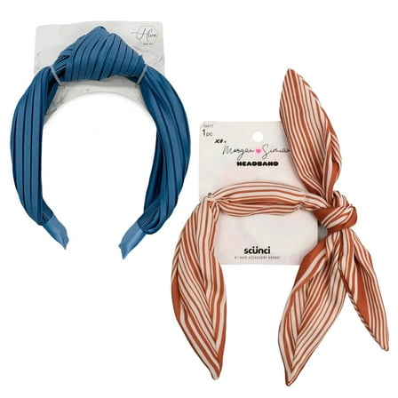 Striped and Blue Knotted Headband Bundle