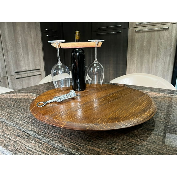 Wine Barrel Lazy Susan - Rotating Barrel Furniture - Whiskey Barrel Decor - Wine Barrel Accessories & Gifts
