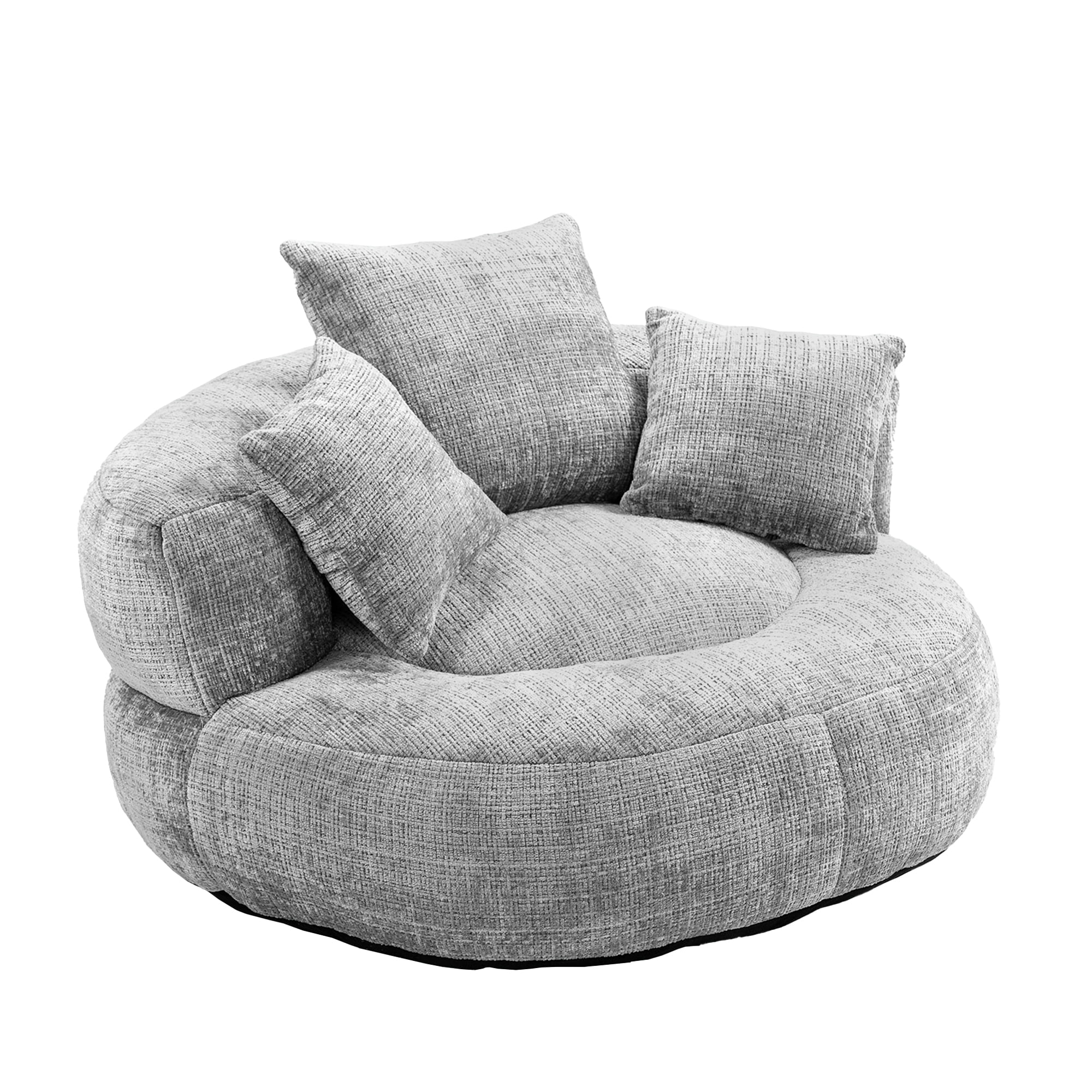 MOONMISS Chenille High Back Lazy Boy Sofa with Throw Pillows for Adults and Children, Indoor Outdoor, Light Gray