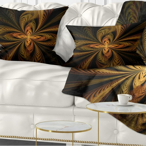 Designart Colorful Fractal Flower Pattern - Contemporary Throw Pillow - 12x20
