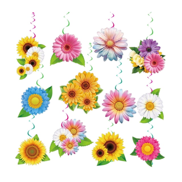 24 flores colgantes, guirnaldas en espiral para decoración de paredes o techos, ideales para cumpleaños, bodas y otras fiestas.