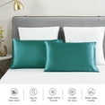 thumbnail image 2 of JML Silky Soft Satin Pillowcases King Set of 2,Wrinkle, Fade, Stain Resistant,20"x 40",Teal, 2 of 5
