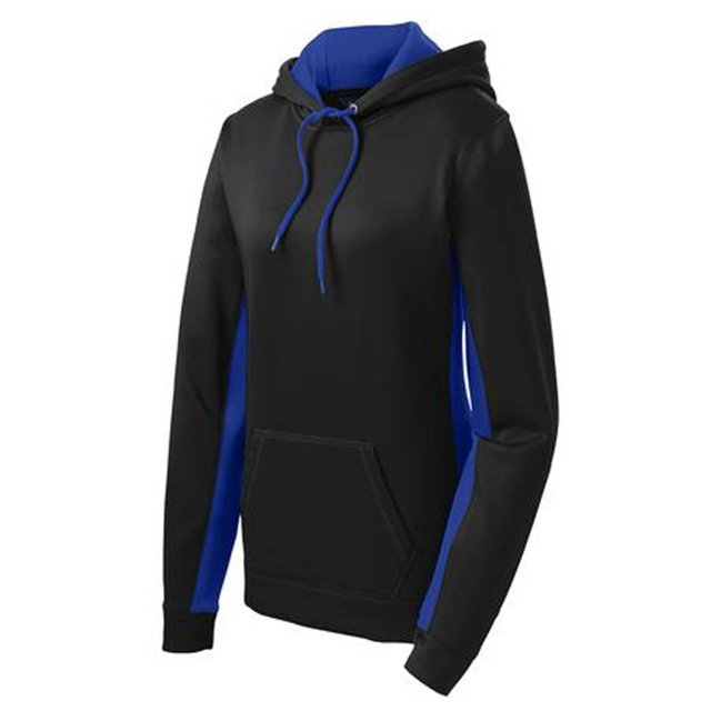 Pull à Capuche en Polaire Colorblock pour Femmes, Noir/royal Véritable - Large