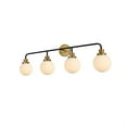 thumbnail image 3 of Hanson 4 lights bath sconce in black with brass with frosted shade, 3 of 3