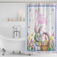 thumbnail image 3 of Spring Easter Shower Curtain, Waterproof Shower Curtains for Bathroom, Watercolor Pink Yellow Bunny Tulip Eggs Plaid Washable Fabric Bathtub Curtain Set Bath Decor with 12 Hooks 48"x72", 3 of 7