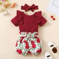 thumbnail image 4 of Kayannuo Baby Girl Clothes Short Sleeve summer Newborn Baby Girl Clothes Infant Outfits Ruffle Sleeve Romper Bodysuit Floral Pants Toddler Girl Outfits, 4 of 9