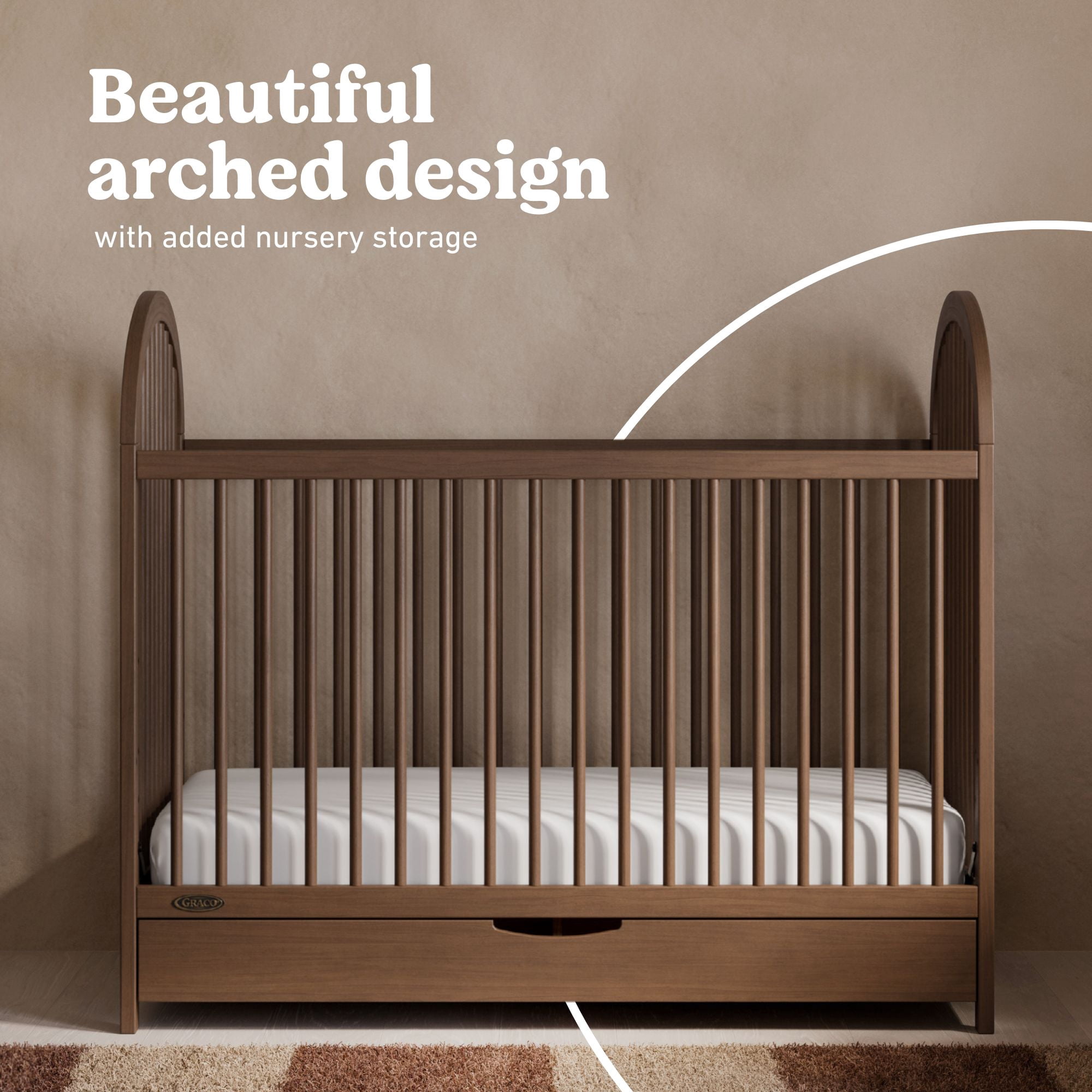 Graco Olivia 3-In-1 Convertible Baby Crib with Drawer, Hazelnut
