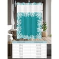 thumbnail image 6 of No Hook Cloth Fabric Shower Curtain with Snap in Liner, Aqua Coastal Coral Waterproof Shower Curtains Set with See Through Top Window, White Ocean Marine Sea Nautical Beach Bath Curtains 72"x84", 6 of 6