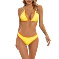 thumbnail image 1 of Conjuntos de bikini Prolriy para mujer, traje de baño de bikini de moda para mujer con bloques de color y almohadillas acolchadas, trajes de baño para mujer amarillo L, 1 of 4