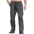 thumbnail image 5 of Stamzod Khaki Pants Mens Solid Color Elastic Waist Work Pants with Pocket Casual Drawstring Cargo Pants for Men Dark Gray-4 XXL, 5 of 6