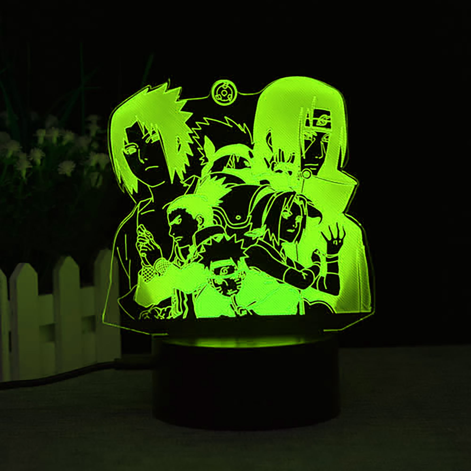 FASLMH New Animation Naruto 3D Touch Night Light Touch Colorful Remote  Control 7 Color Changing Table Lamp Novelty Creative Atmosphere  Light（Double, Black Bottom） 
