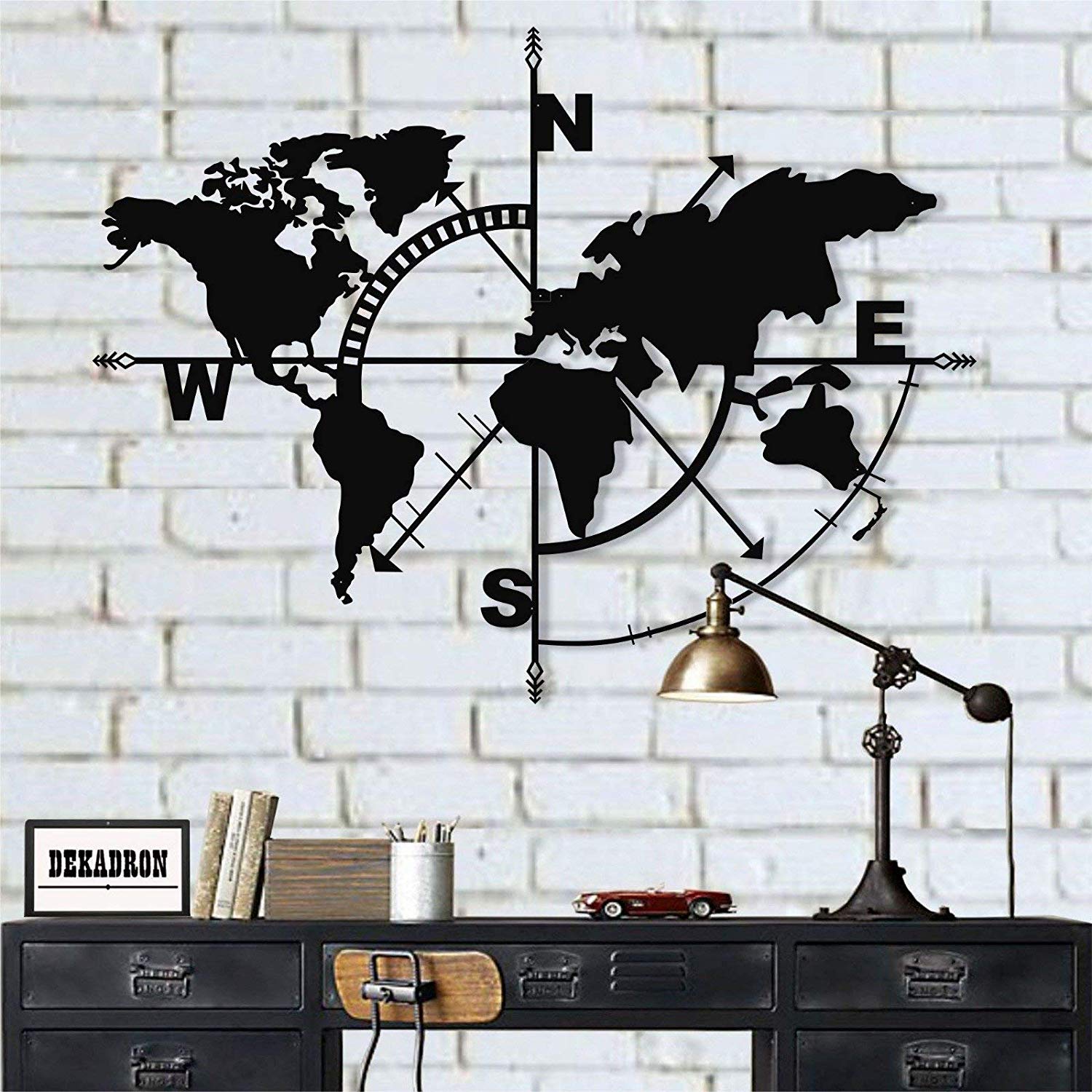 LaModaHome Metal World Map - Metal Weltkarte - 3D Wall Silhouette Metal