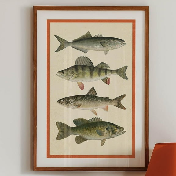 Retro Fish Print Outdoors Art Fishing Poster Fishing Gift For Dad Outdoorsy Wall Art Fishing Wall Decor Wilderness Artwork Wall Art, Modern Wall Decor, 8x12 UNFRAMED