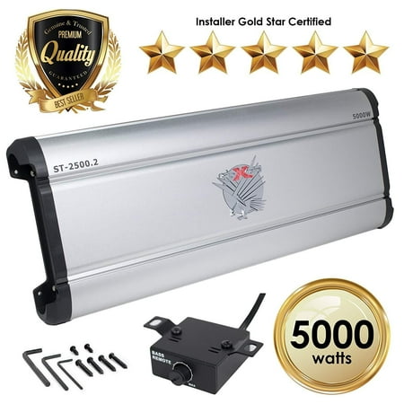 Car Amplifiers - ST-2500.2 5000 Watt 2 Channels Class AB Amp 2/4 Ohm + Bass (Best Bass Amp For Rock)