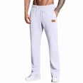 thumbnail image 3 of COSFO Workout Gym Sweatpants Men Straight with Pockets Solid Casual Trousers Loose Fit Elastic Waist Open Bottom Drawstring Men's Trousers, 3 of 4