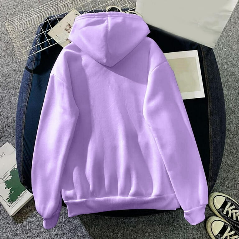 Womens Cute Sweatshirt Kawaii Mushroom Hoodie For Teen Girls Clothes Hoodie Long Sleeve Thin Hoodie Women Purple M