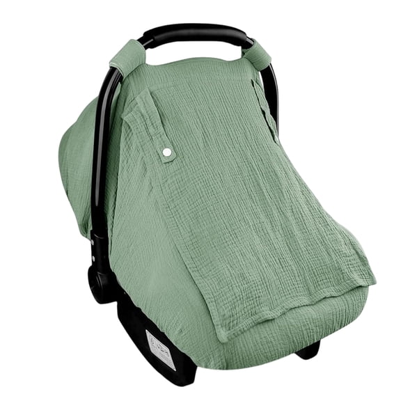 LADYGYM Muslin Car Seat Covers for Babies, Summer Baby Car Seat Cover for Boys Girls with Breathable Window, Lightweight Infant Car Seat Canopy, Green
