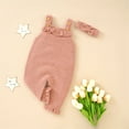 thumbnail image 6 of Generic Warm Sweater for Little Boys Baby Solid Knitted Romper Cotton Sleeveless Boy Girl Ruffled Sweater Clothes Baby Jumpsuit with Headband Outfits Set(Pink,0-3 Months), 6 of 9