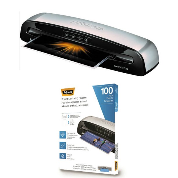 Fellowes Saturn 3i 125 Laminator with 100 LetterSize 3mil Laminating