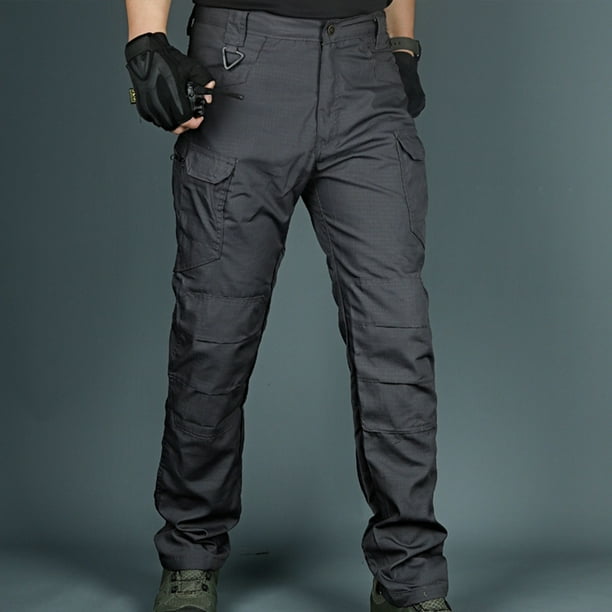 Pantalones largos para hombre, pantalones de senderismo con bolsillo, resistentes al agua y antidesgarros, pantalones militares ligeros de carga para pesca, pantalones para hombre