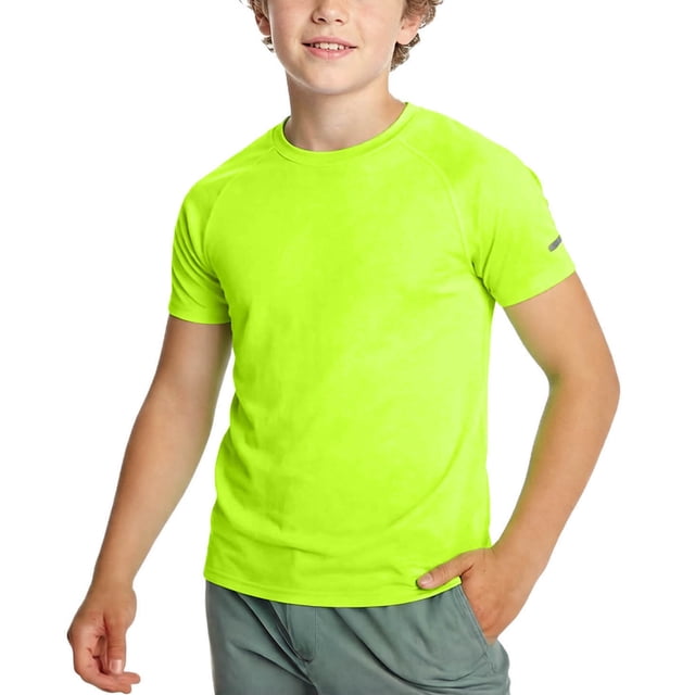 Blusas y camisas de manga corta con cuello redondo para niños, camiseta de verano de color liso con cuello redondo y mangas cortas, top de poliéster para niños.
