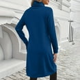 thumbnail image 7 of APEXFWDT Women's Cowl Neck Sweatshirt Dress Light Fleece Drawstring Long Sleeve Pullover Fall Winter Solid Long Sweatshirt with Pockets,M,Blue, 7 of 7