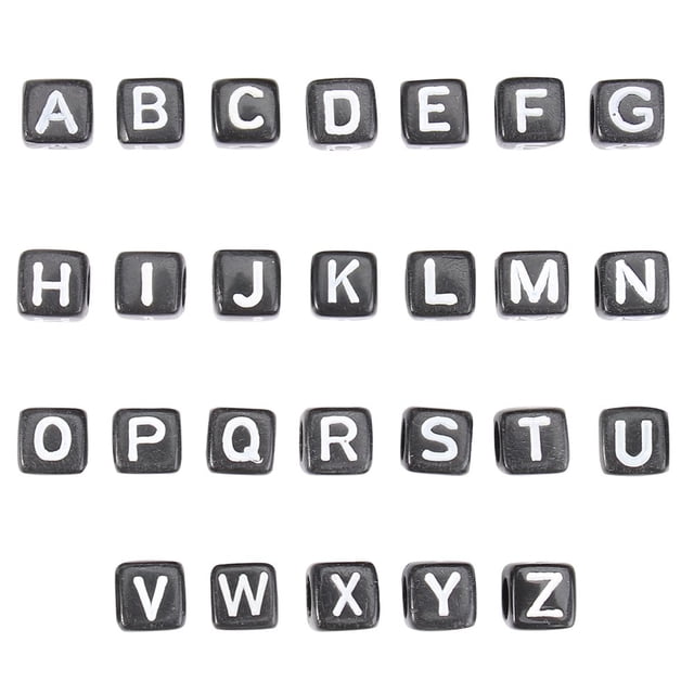 LEEYNEER 100Pcs Square Beads English Letters DIY Acrylic Jewelry Accessory for Children