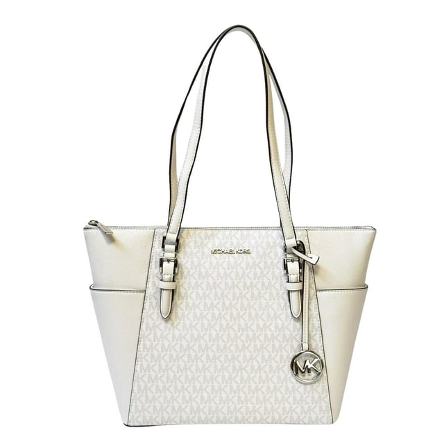 Bolso Michael Kors Large Charlotte de piel saffiano blanca