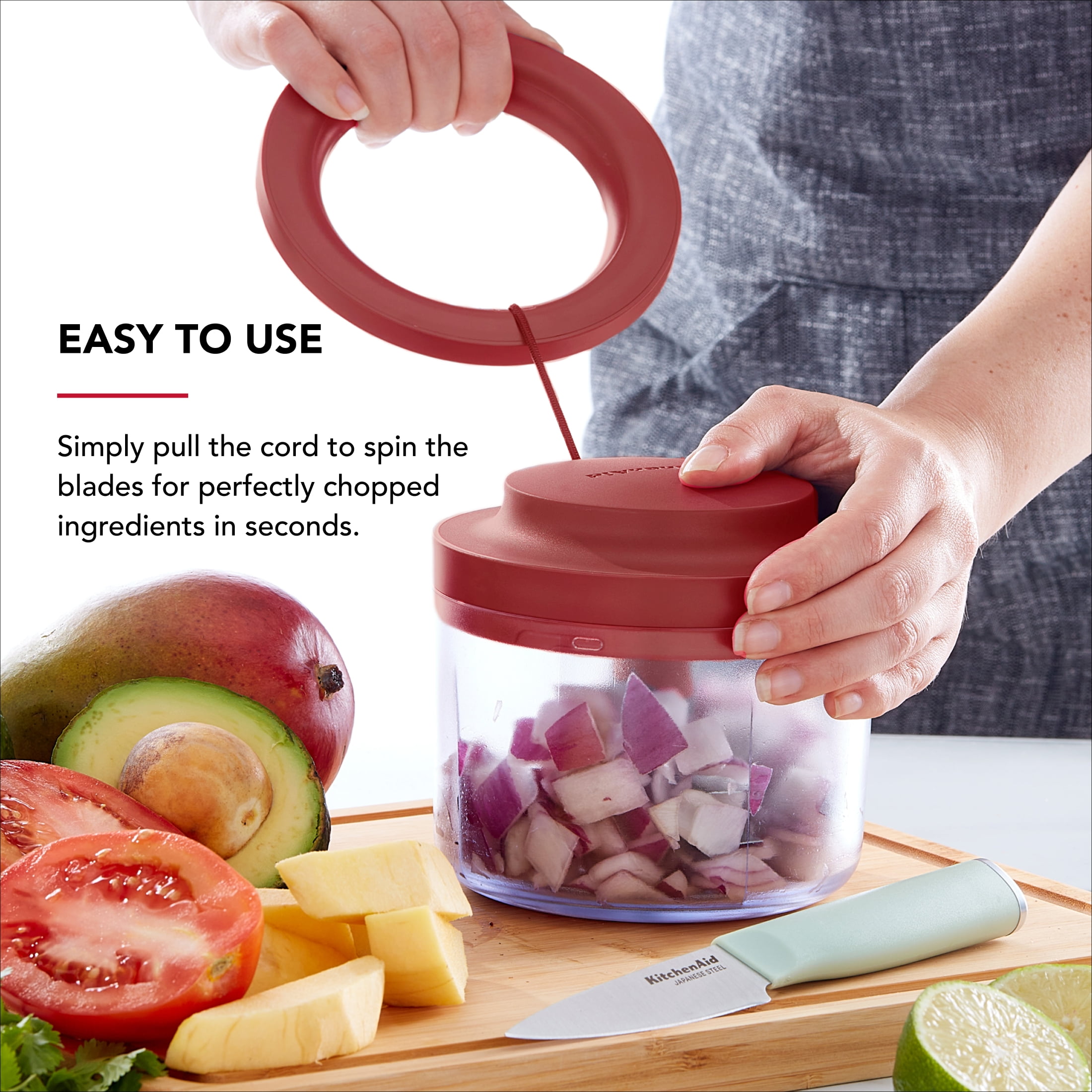 KitchenAid Manual Pull Food Chopper and Processor, Empire Red